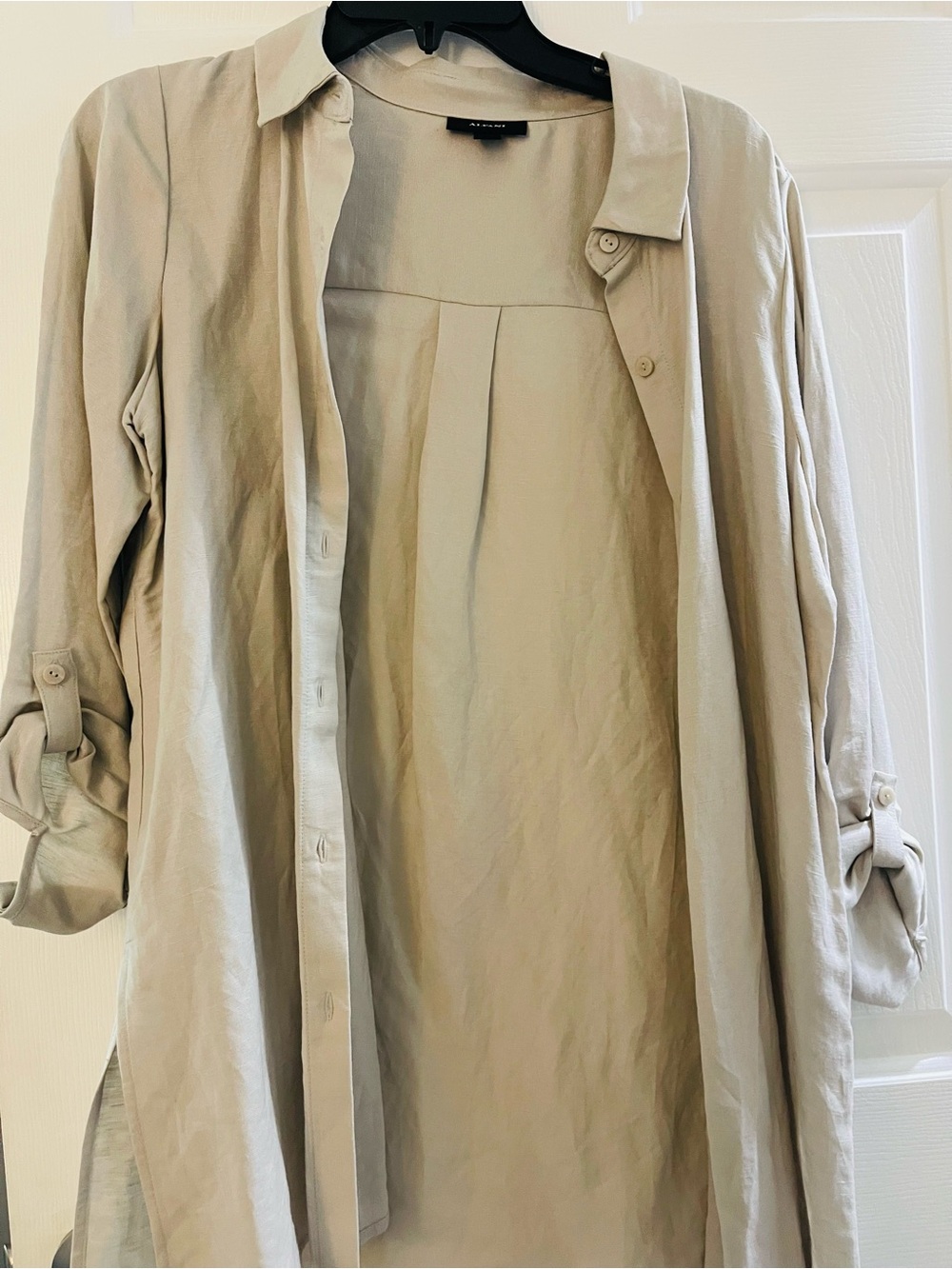 Alfani Light Taupe Button-Front Shirt Dress